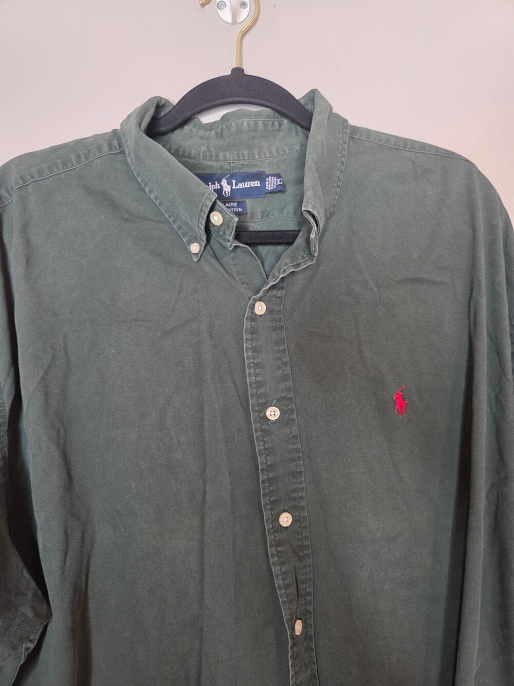 Polo Ralph Lauren Blair VIntage Mens Size XXL Green Long Sleeve Button Up Shirt